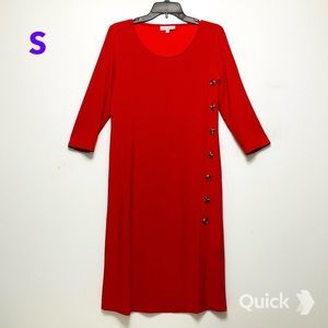 S - New Serengeti Red Side-Button Knit Dress